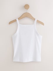 White Ribbed Thick Strap Vest - Image 6 of 8