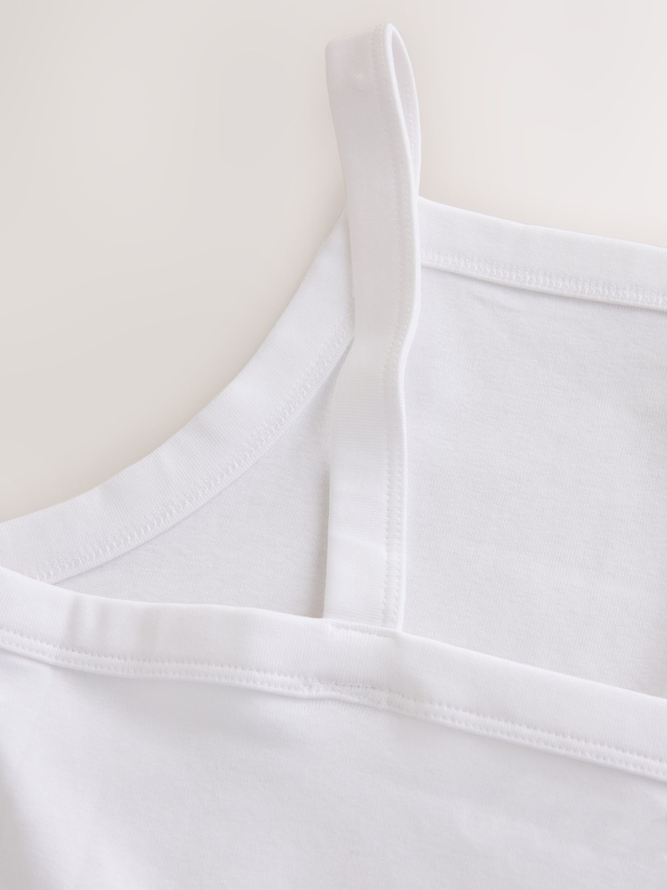 White Ribbed Thick Strap Vest - Image 8 of 8 White Ribbed Thick Strap Vest - Image 8 of 8