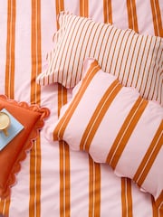 Furn Set of 2 Pink Scalloped Stripe Pillowcases - Image 1 of 1
