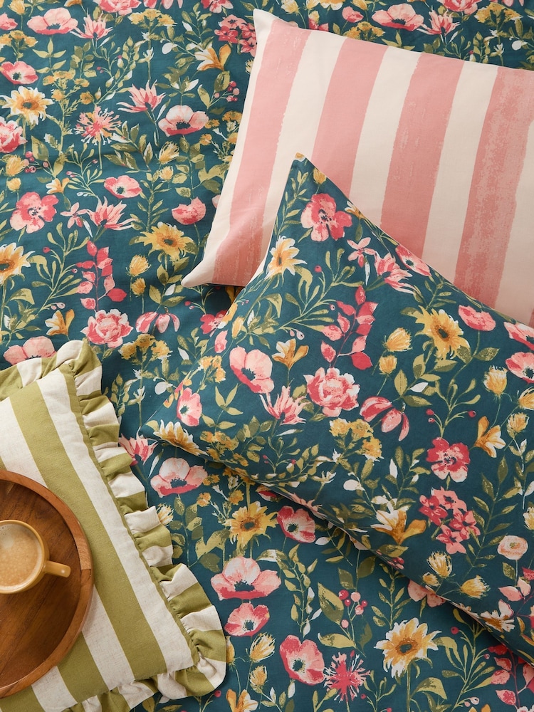 Furn Set of 2 Multicolour Nightblossom Floral Pillowcases - Image 1 of 1 Furn Set of 2 Multicolour Nightblossom Floral Pillowcases - Image 1 of 1