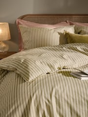 Yard Oregano Marlow Dual Tone Stripe Duvet Cover and Pillowcase Set - Image 2 of 4