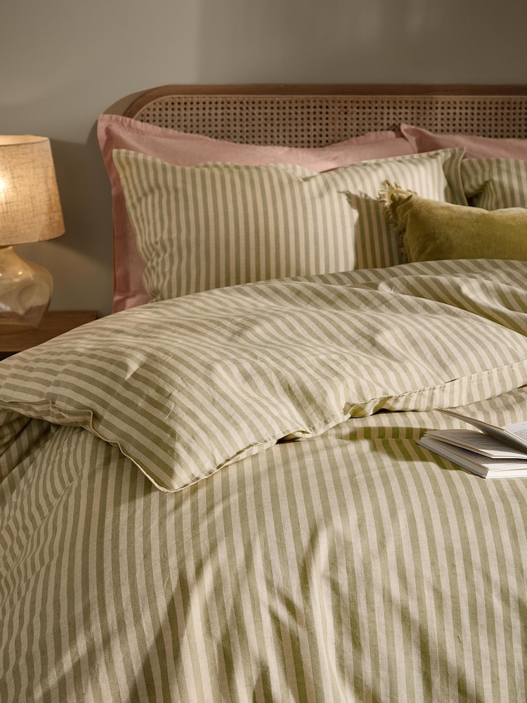 Yard Oregano Marlow Dual Tone Stripe Duvet Cover and Pillowcase Set - Image 2 of 4 Yard Oregano Marlow Dual Tone Stripe Duvet Cover and Pillowcase Set - Image 2 of 4
