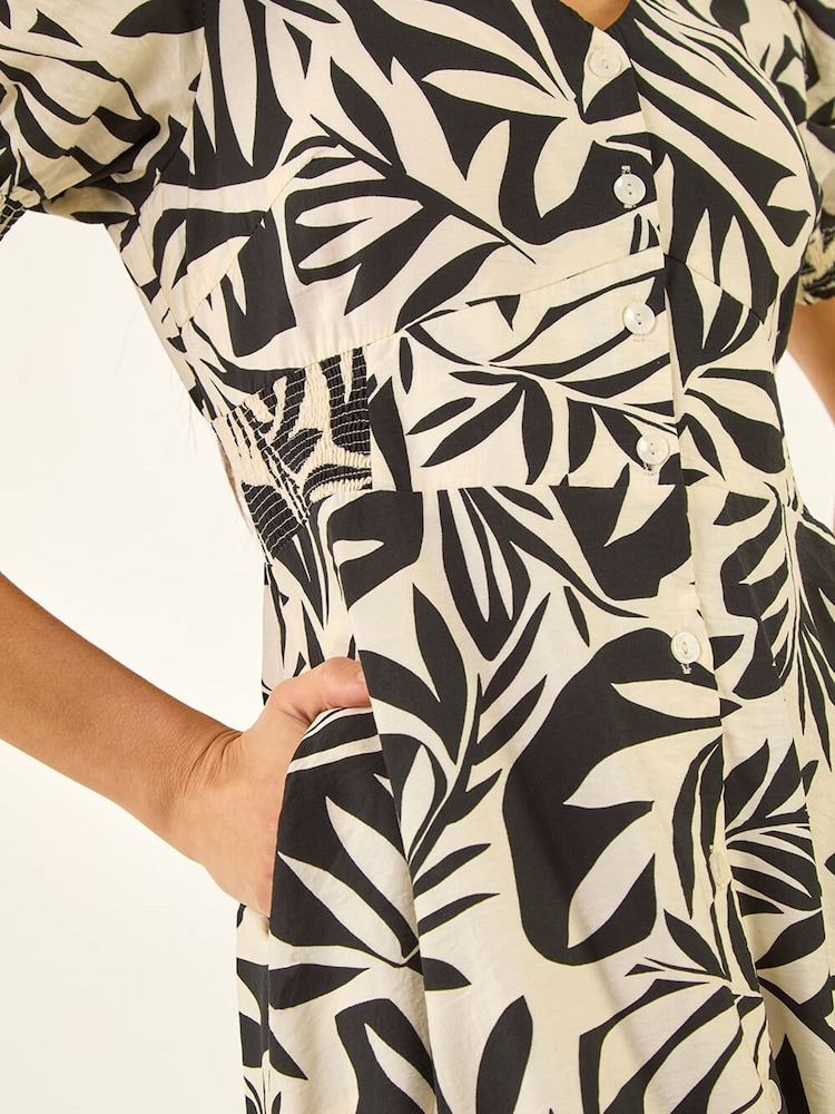 Roman Black Abstract Print Button Midi Dress - Image 5 of 5