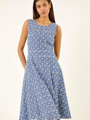 Roman Blue Embroidered Midi Dress - Image 2 of 5