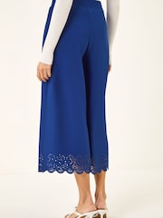 Roman Blue Lace Trim Wide Leg Trousers - Image 3 of 5
