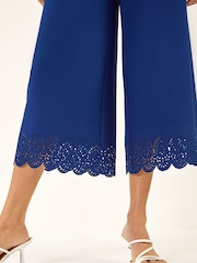 Roman Blue Lace Trim Wide Leg Trousers - Image 6 of 6