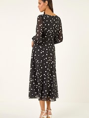 Roman 水玉プリントプリーツネックミディワンピース - 画像 3 / 5