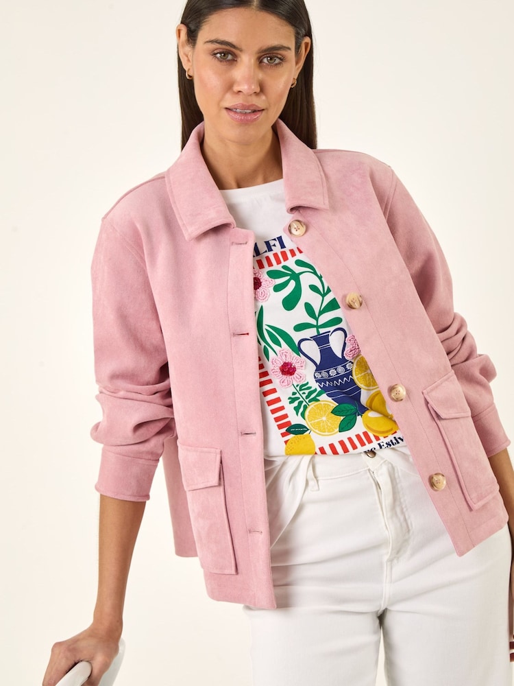 Rosa - Roman semsket Jakke med knapper - Bilde 1 av 5