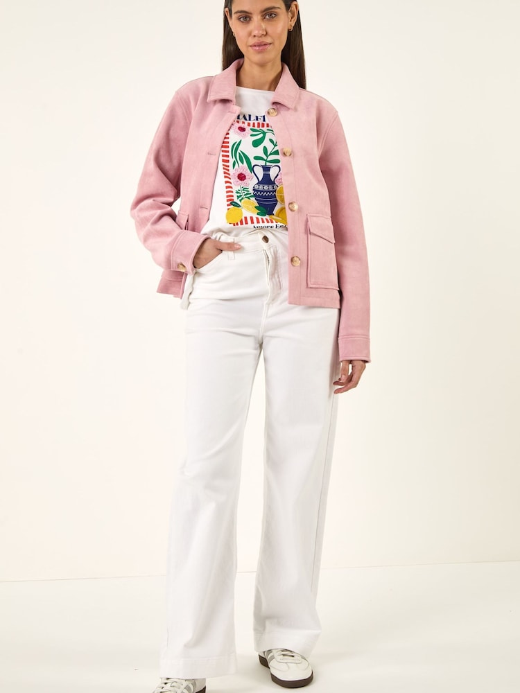 Rosa - Roman semsket Jakke med knapper - Bilde 2 av 5