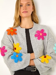 Roman Grey Multi Floral Knit Cardigan - Image 1 of 5