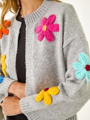 Roman Grey Multi Floral Knit Cardigan - Image 5 of 5