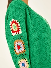 Roman Green Crochet Sleeve Knit Cardigan - Image 5 of 5
