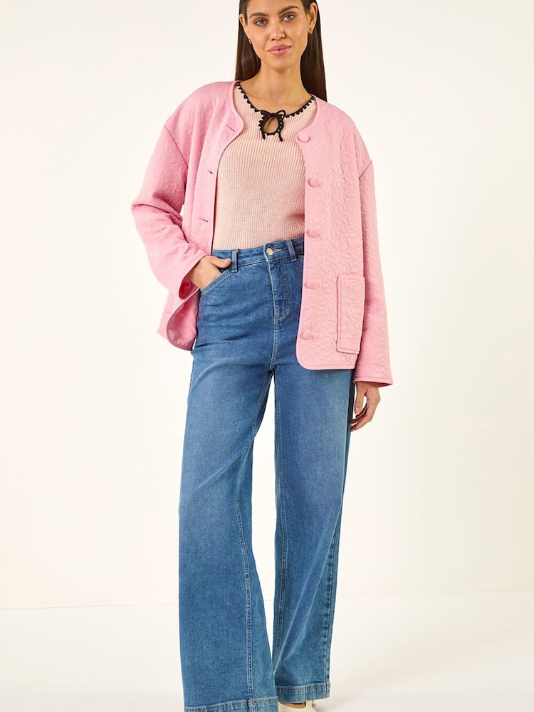 Rosa - Romersk mønstret jakke med lommekant - Bilde 2 av 5