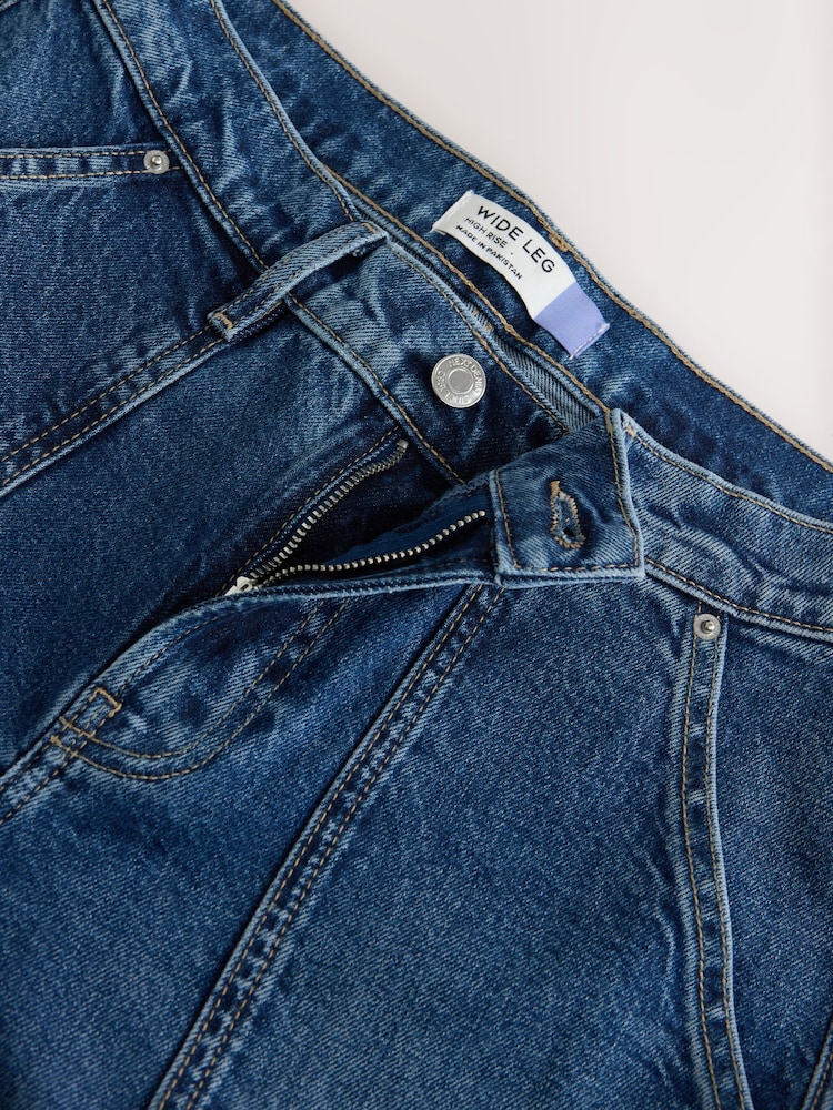 Dark Blue Utility Wide Leg Jeans - Image 3 of 3 Dark Blue Utility Wide Leg Jeans - Image 3 of 3