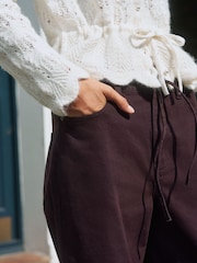 Burgundy Red Wide Leg Drawstring Jeans - Image 3 of 6