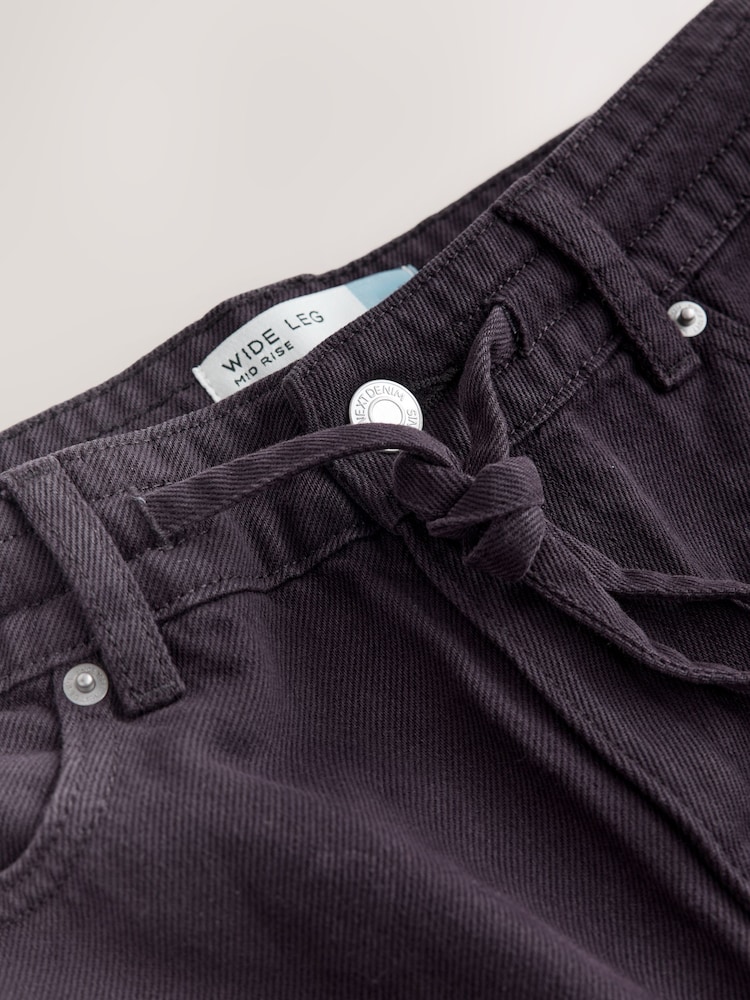 Burgundy Red Wide Leg Drawstring Jeans - Image 6 of 6