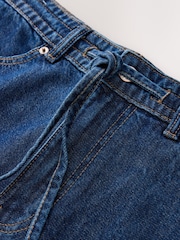 Dark Blue Wide Leg Drawsting Jeans - Image 7 of 8