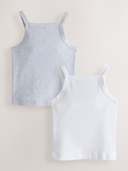 White/Grey Ribbed Thick Strap Vest 2 Pack - Image 1 of 5