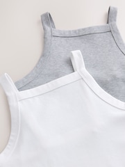 White/Grey Ribbed Thick Strap Vest 2 Pack - Image 4 of 5