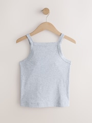 White/Grey Ribbed Thick Strap Vest 2 Pack - Image 6 of 9