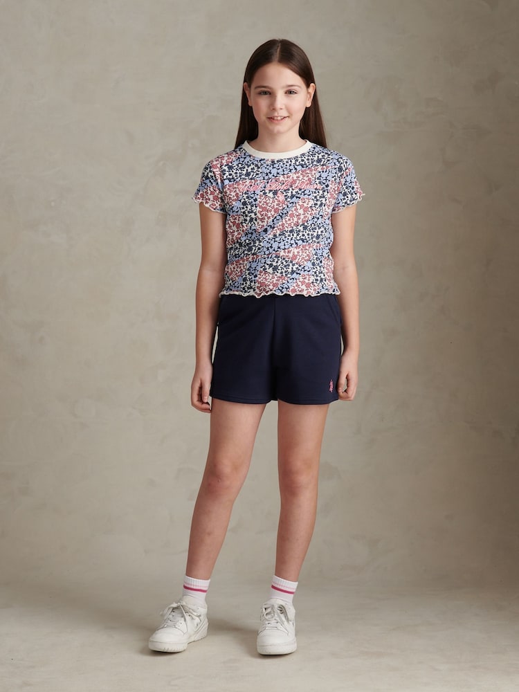 U.S. Polo Assn Blue Patchwork Top & Shorts Set - Image 1 of 6
