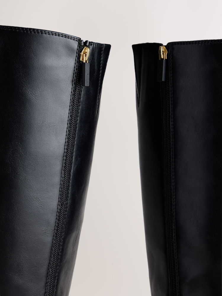 Black Standard fit Forever Comfort® Casual Buckle Knee High Boots - Image 5 of 5 Black Standard fit Forever Comfort® Casual Buckle Knee High Boots - Image 5 of 5