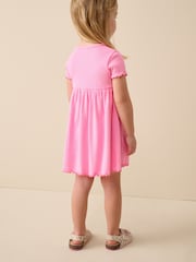 Pink Cherry Short sleeve Embroidered Ribbed Dress (3mths-7yrs) - Image 3 of 4