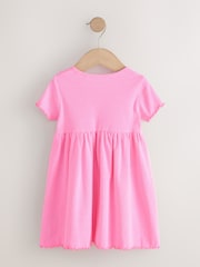 Pink Cherry Short sleeve Embroidered Ribbed Dress (3mths-7yrs) - Image 6 of 8