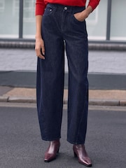 Indigo Blue N.Premium Twisted Seam Barrel Leg Jeans - Image 2 of 4