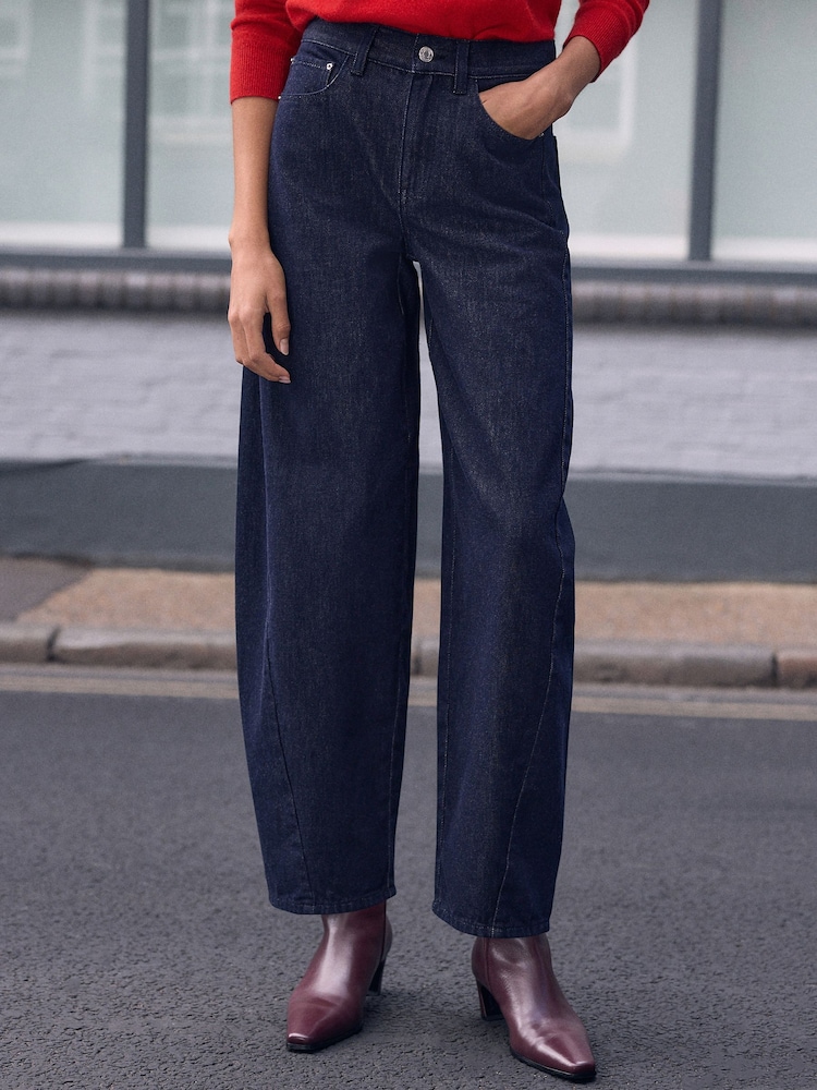 Indigo Blue N.Premium Twisted Seam Barrel Leg Jeans - Image 2 of 4