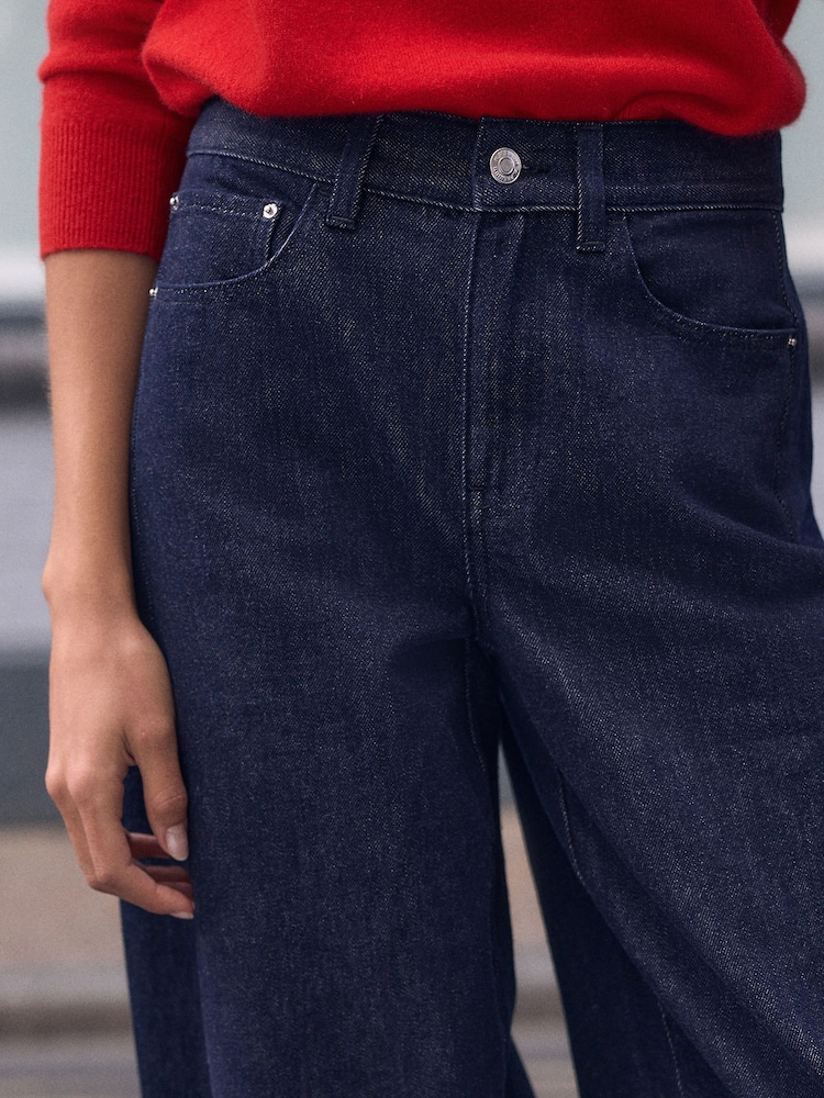 Indigo Blue N.Premium Twisted Seam Barrel Leg Jeans - Image 4 of 4