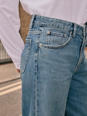 Mid Blue Boyfriend Turnup Jeans - Image 6 of 9