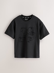 smALLSAINTS Black Patch Logo Crew Cotton T-Shirt - Image 1 of 2