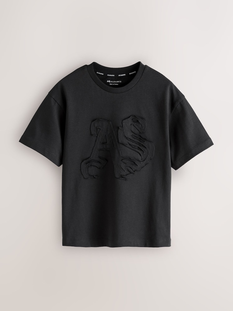 smALLSAINTS Black Patch Logo Crew Cotton T-Shirt - Image 1 of 2