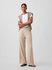 Beige - Gap High Waisted Linen-Blend Wide-Leg Trousers - Kuva 1 / 7