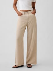 Beige - Gap High Waisted Linen-Blend Wide-Leg Trousers - Kuva 2 / 7