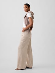Beige - Gap High Waisted Linen-Blend Wide-Leg Trousers - Kuva 3 / 7
