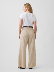 Beige - Gap High Waisted Linen-Blend Wide-Leg Trousers - Kuva 6 / 7