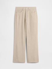 Beige - Gap High Waisted Linen-Blend Wide-Leg Trousers - Kuva 7 / 7