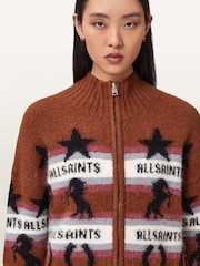 AllSaints Brown W008 Kecognac Cardigan - Image 3 of 5