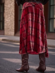 Rojo - N.Premium Velvet Check Midi Skirt - Imagen 3 de 7