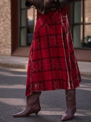 Rojo - N.Premium Velvet Check Midi Skirt - Imagen 4 de 7