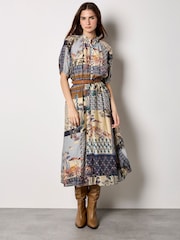 Apricot Patchwork Print Midi Dress - Bild 2 von 5