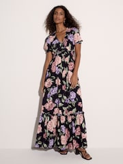 Apricot Blue Chloe Floral Wrap Maxi Dress - Image 1 of 4