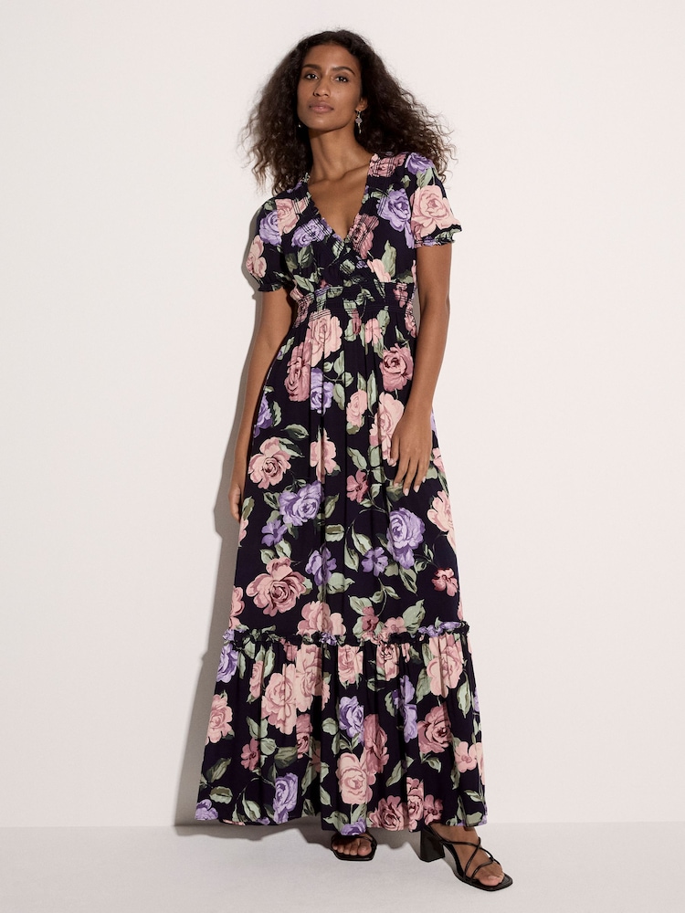 Apricot Blue Chloe Floral Wrap Maxi Dress - Image 1 of 4