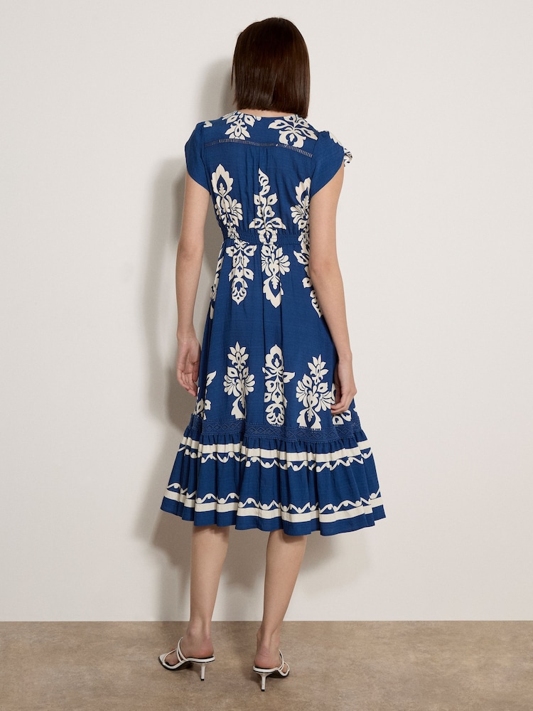Apricot Blue Folk Floral Midi Dress - Image 5 of 5