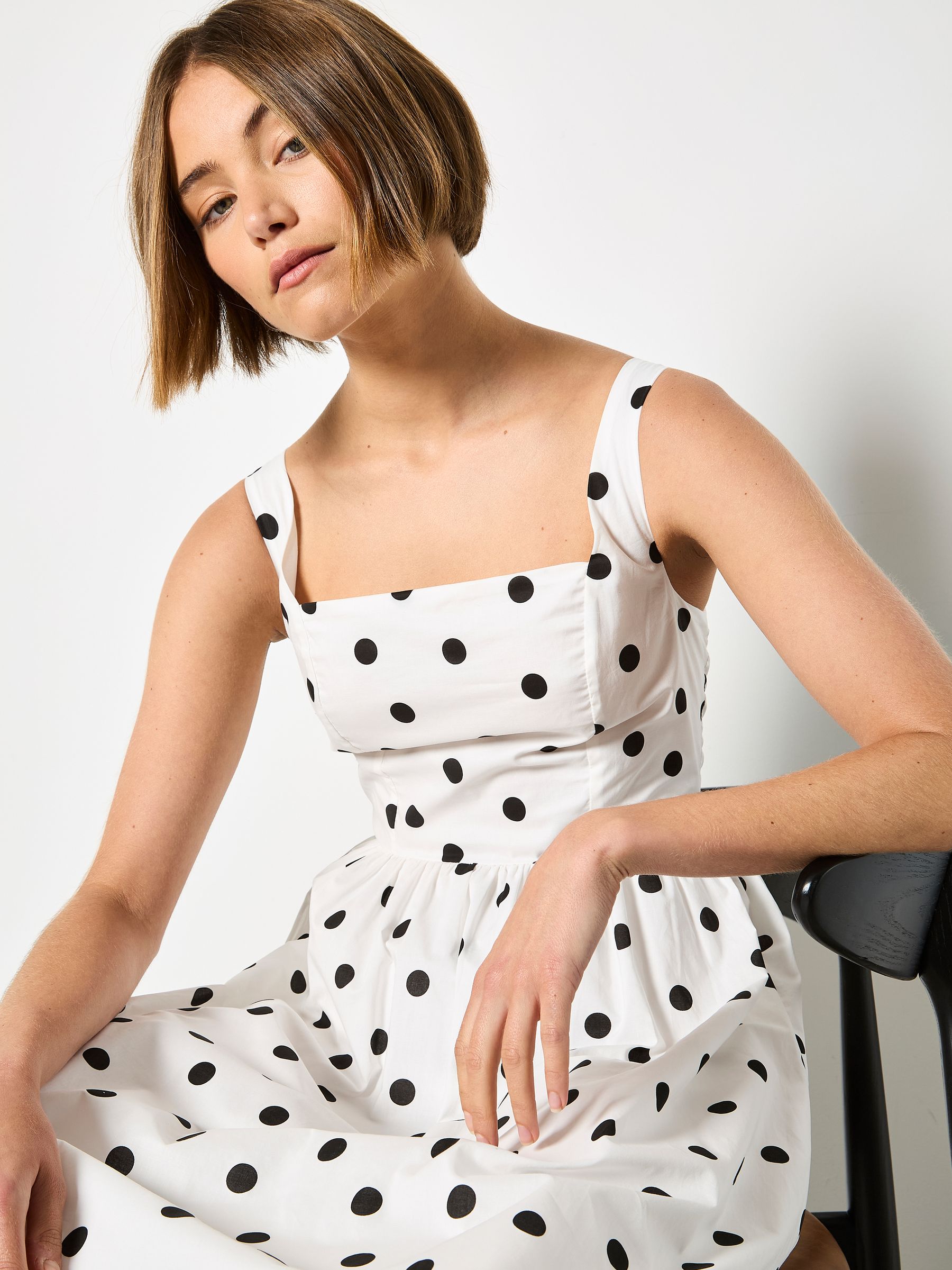 Buy Apricot White Polka Dot Smocked Midi Dress from Next Canada