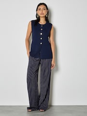 Apricot Blue Ribbed Knit Waistcoat - Image 1 of 4