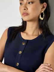 Apricot Blue Ribbed Knit Waistcoat - Image 3 of 4