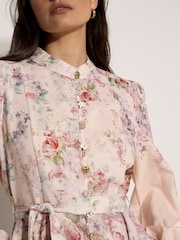 Apricot Pink Vintage Floral Midi Dress - Image 3 of 6